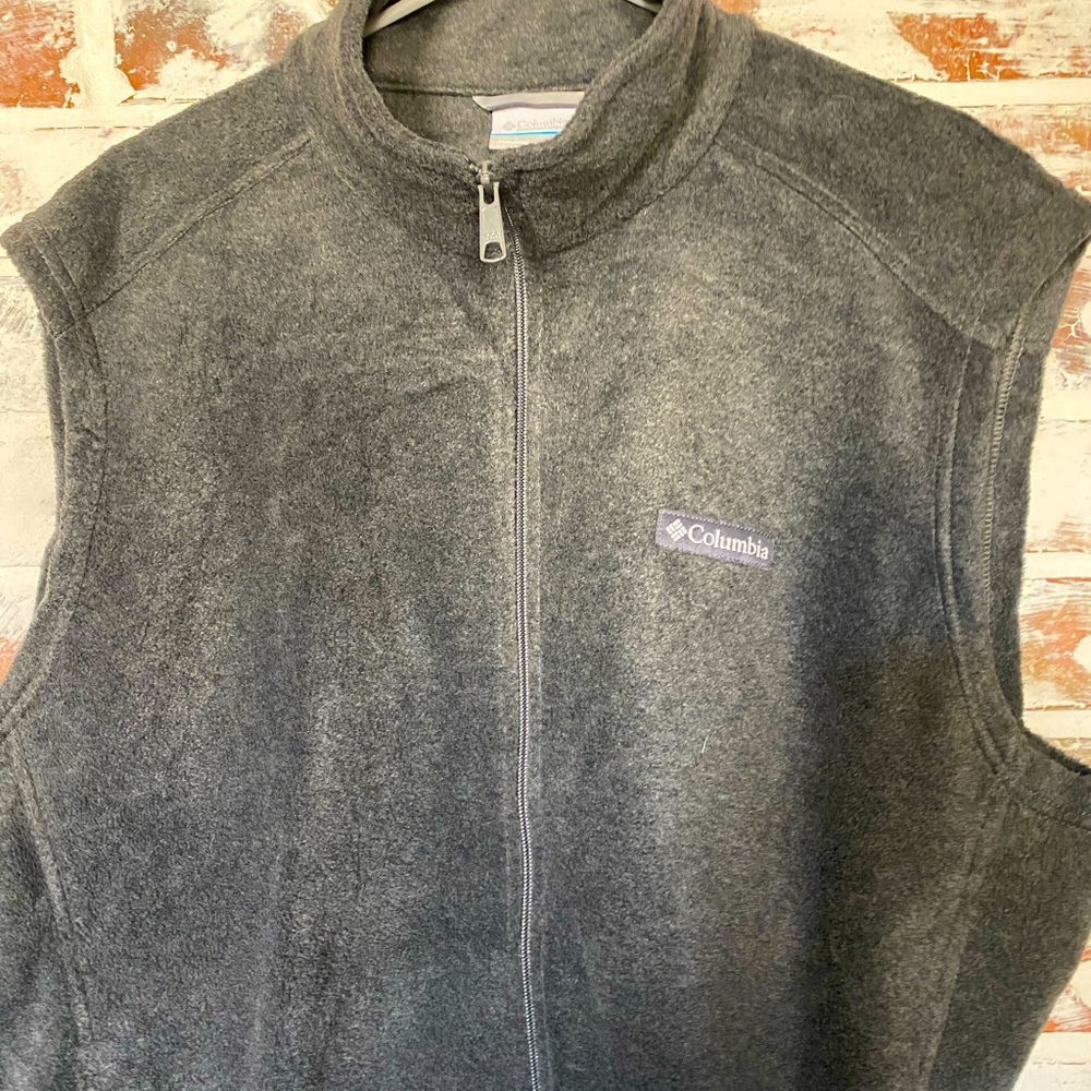 Columbia Fleece Vest, XL, Full Zip, Gray